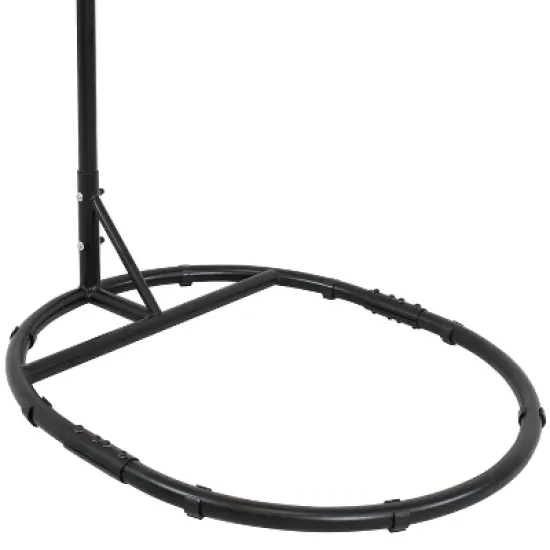 Sunnydaze Durable Indoor/Outdoor Egg Chair Stand with Extra-Wide Round Base, Hardware and Powder-Coated Finish - 76" H - Black image {2}