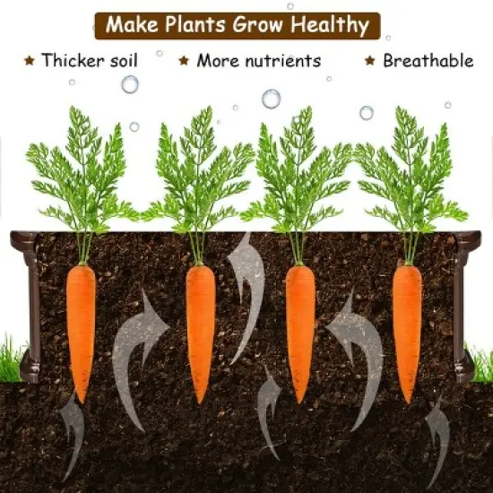 Costway 4 Pcs 48.5'' Raised Garden Bed Square Plant Box Planter Flower Vegetable Brown image {6}