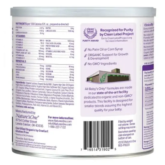 Baby's Only Organic Gentle Powder Infant Formula - 21oz image {1}