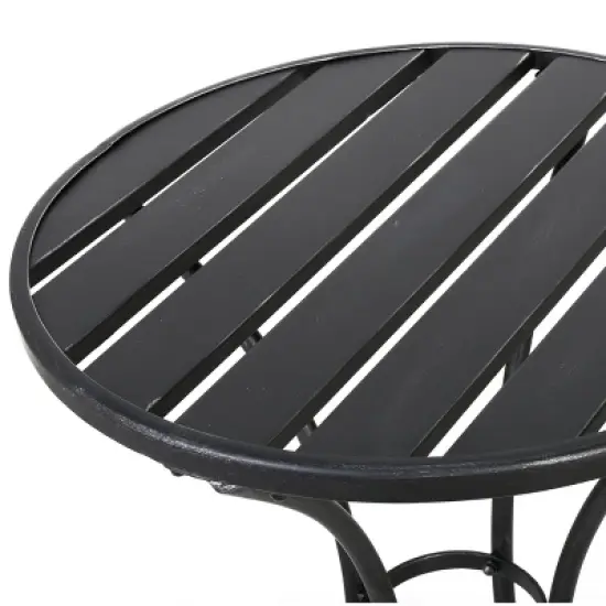 Christopher Knight Home Timotha 3 Piece Outdoor Modern Metal Round Patio Bistro Set with Open Slat Design image {7}