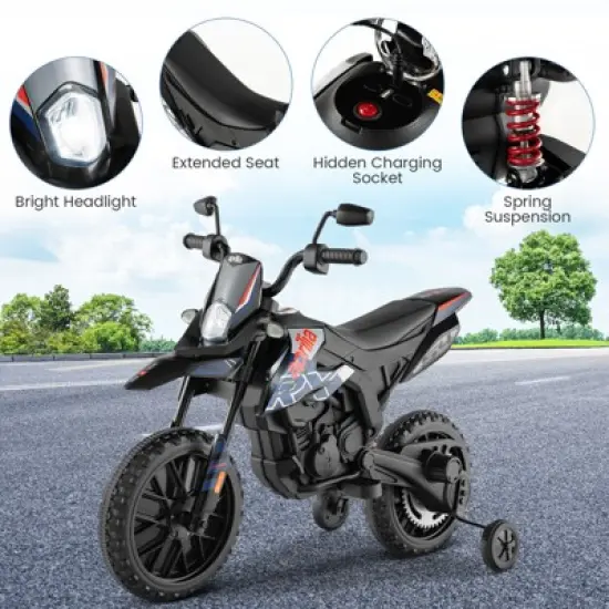 Costway 12V Licensed Aprilia Kids Ride On Motorcycle Electric Dirt Bike with Light & Music image {8}