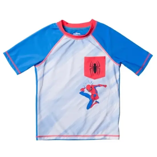 Marvel Avengers Hulk Spider-Man Boys Rash Guard and Swim Trunks Outfit Set Little Kid to Big Kid image {2}