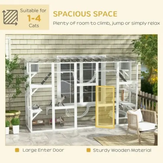 Resenkos Cat Cage, Cat Crate Kennel Enclosure Playpen,Catio Playground Cat Window Box Outside Enclosure for Multiple Cats w/ Shelves & Bridges, Yellow image {2}
