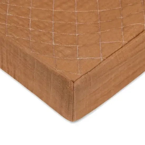 Babyletto Burnt Sienna Quilted Muslin Changing Pad Cover, GOTS Certified Organic Cotton image {6}