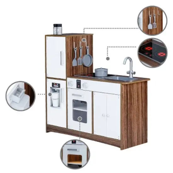 Teamson Kids Kids Wooden Play Kitchen 6 Accessories White Palm Spring TD-13404B image {6}