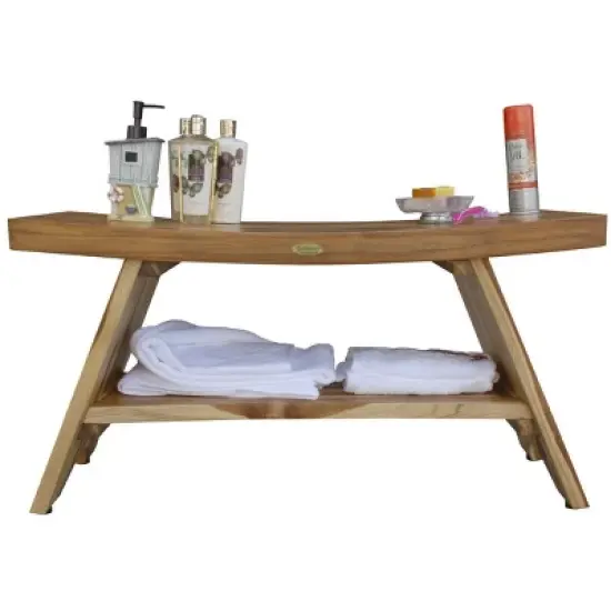 EcoDecors&reg; Serenity&reg; 35" Teak Wood Shower Bench with Shelf in EarthyTeak Finish image {9}