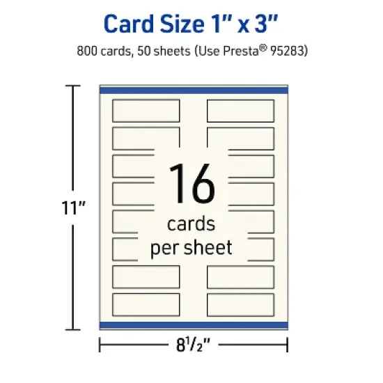 Avery Printable Rectangle Mini Business Cards with Sure Feed Technology, 1" x 3", Matte Ivory Cardstock, Print-to-the-Edge, Laser/Inkjet, 800 Total image {4}