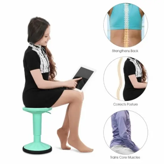 Costway Wobble Chair Height Adjustable Active Learning Stool Sitting Home Office Green Backless Silicone image {4}
