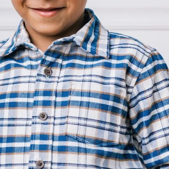 Hope & Henry Boys' Long Sleeve Plaid Flannel Button Down Shirt with Elbow Patches, Kids image {4}