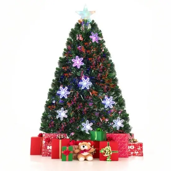 Costway 3FT Pre-Lit Fiber Optic Artificial Christmas Tree with Multicolor Led Lights image {7}