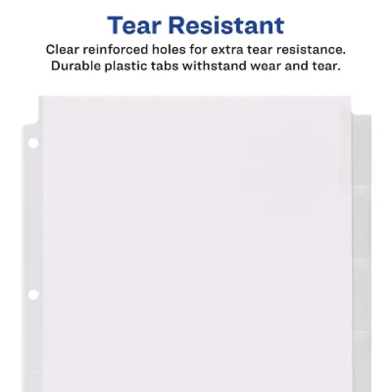Avery Extra-Wide Big Tab Insertable Dividers for 3 Ring Binders, 8-Tab Sets, White Paper, Clear Tabs, Works With Sheet Protectors, 6 Sets (11254) image {6}