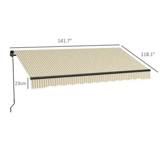 Resenkos Patio Awning, Outdoor Sun Shade Shelter Cover Awnings,12' x 10' Retractable Awning, 280gsm UV Resistant Sunshade Shelte, Beige and White image {4}