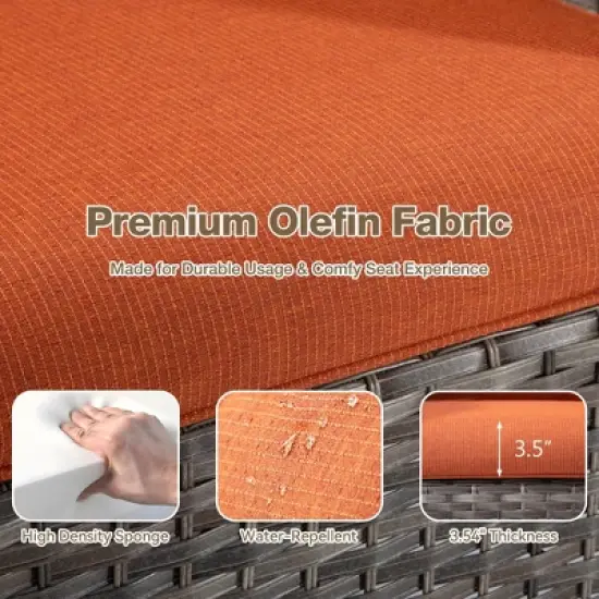 UPTIOT 49'' Polyethylene (PE) Wicker Outdoor Loveseat Orange image {5}