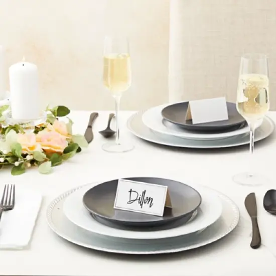 Best Paper Greetings 100 Pack Name Place Cards for Table Setting, Tent Placecards with Silver Foil Border for Wedding, Banquets, Events, 3.5 x 2 in image {1}