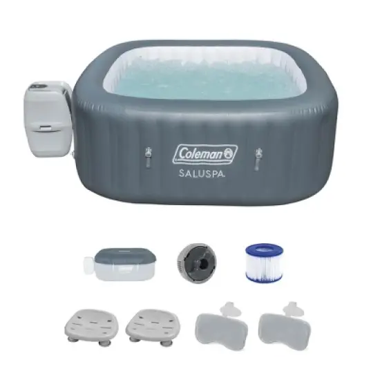 Coleman SaluSpa 114 Soothing AirJet Square Hot Tub with 2 Pack of Bestway SaluSpa Spa Seat and 2 Sets of SaluSpa Padded 2 Headrest Pillows image {6}