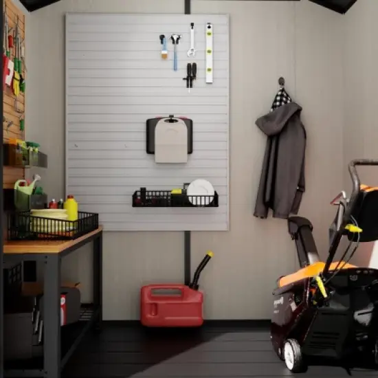 YARDSIGHT 8*6 FT Outdoor Storage Shed with Floor and Double Doors for Garden Patio Furniture and Tools,Gray/White image {5}