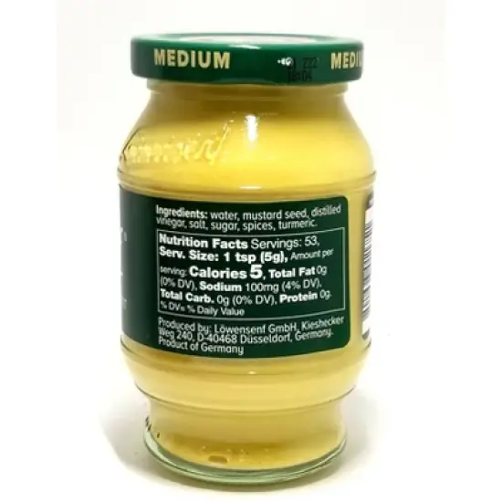 Lowensenf Medium Hot Mustard 10.05 oz.(285 g) 2-Pack with Bonus Gift Stylish Stainless Steel Spoon image {2}