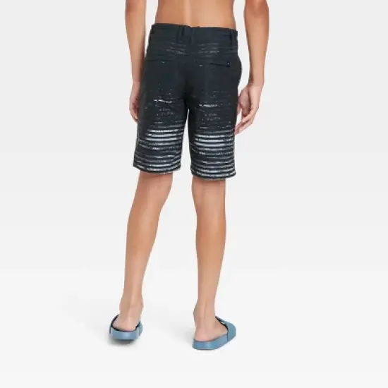 Boys' Striped Hybrid Swim Trunks - art class&trade; Black image {1}
