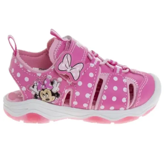 Disney Minnie Mouse pink Light up beach water summer shoes - Hook and Loop Closed Toe sandals and Open Toe Sandals (sizes 6-12 Toddler / Little Kid) image {1}