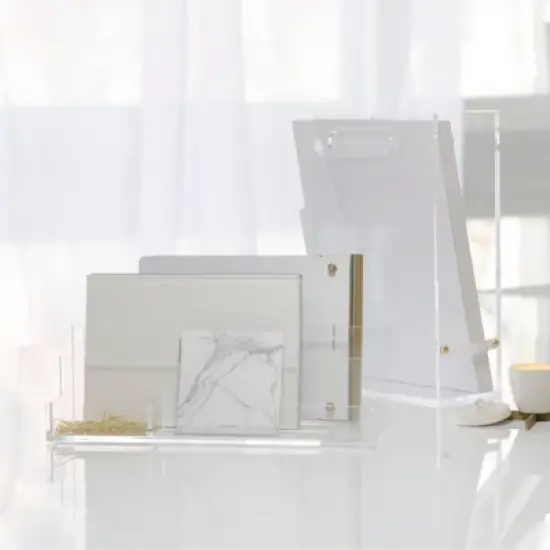RUSSELL + HAZEL Acrylic Magazine File: Clear Desk Organizer, Office Supplies, 12" H, 10.5" D, 3.75" W image {2}