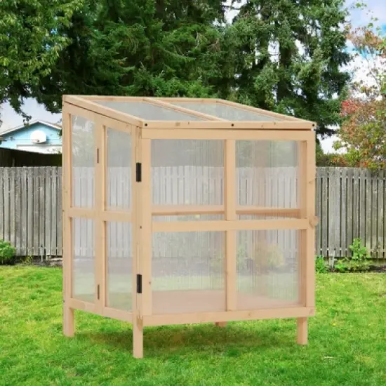 KWPZQEB Wooden Cold Frame Greenhouse with Adjustable Shelves, Portable Greenhouse Cabinet with Transparent Openable Top for Outdoor and Indoor image {7}