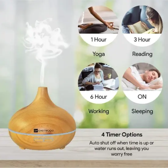 Dartwood Premium Ultrasonic Aroma Diffuser and Humidifier - Essential Oil and Mist Vaporizer with 7 LED Lighting Modes & 4 Timers (300ml) image {4}