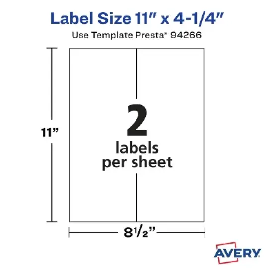 Avery Matte White Rectangle Labels, 11" x 4.25" image {6}