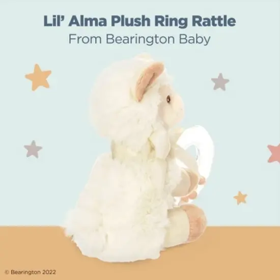 Bearington Baby Lil' Alma Stuffed Animal Rattle: 5.5" Llama Shaker Toy with Soft Plush Faux-Fur image {1}