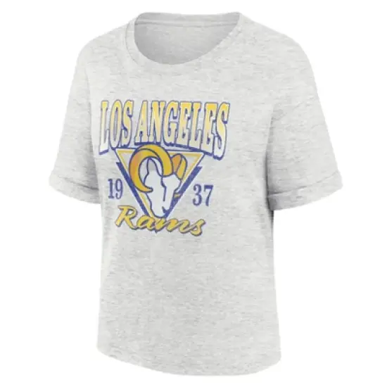 NFL Los Angeles Rams Women's Oatmeal Heather Rolled Sleeve T-Shirt image {3}