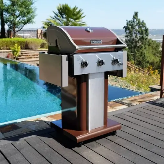 Permasteel 3-Burner Gas Grill with Foldable Side Tables image {3}