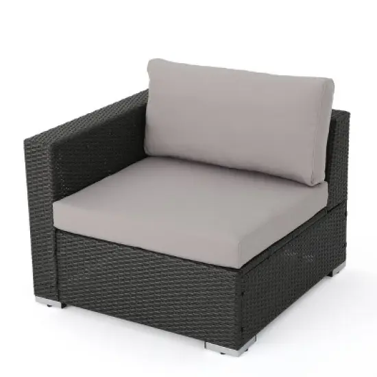 Christopher Knight Home 3pc Santa Rosa Wicker Outdoor Patio Sectional Sofa Gray/Light Gray image {3}