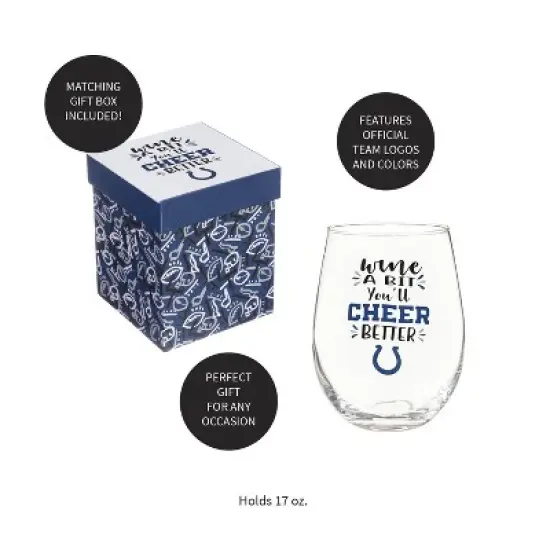 Evergreen Indianapolis Colts, 17oz Boxed Stemless Wine image {3}
