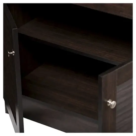 Agni Modern and Contemporary Buffet and Hutch Kitchen Cabinet - Dark Brown - Baxton Studio image {4}
