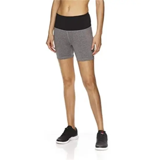 Reebok Womens Fitted Highrise Athletic Compression Shorts, Grey, Large image {1}