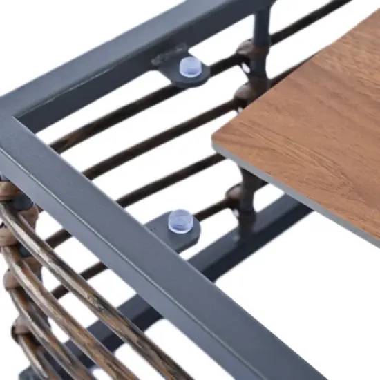 7pc Metal Patio Sectional Sofa Set, Outdoor Rattan Conversational Furniture Set with Cushions and Coffee Table 4A -ModernLuxe image {13}