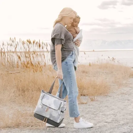 Petunia Pickle Bottom Pivot Backpack Diaper Bag - Smoke Swirl Tie Dye Coated Canvas image {9}