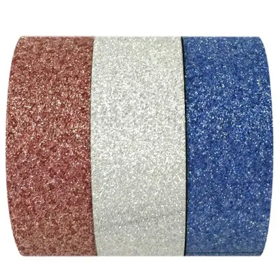 Wrapables Red White and Glitter Washi Masking Tape (Set of 3) image {3}