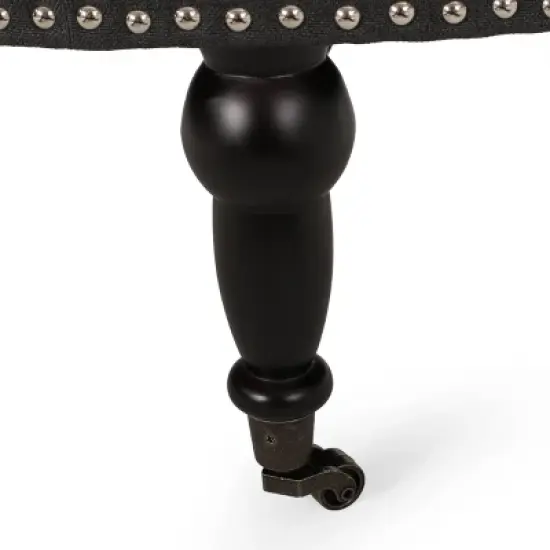 Cimarron Contemporary Round Ottoman with Rolling Casters - Christopher Knight Home image {3}