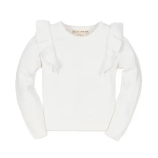 Hope & Henry Girls' Long Sleeve Pointelle Yoke Ruffle Sweater, Infant image {4}