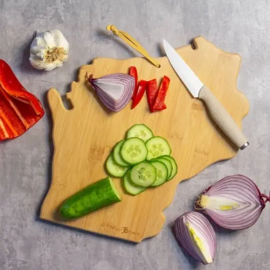 Totally Bamboo Wisconsin Fish Kiss Cutting Board: Lightweight Bamboo, Multicolored, 12"x13", Hand Wash, 1.68 lbs image {3}