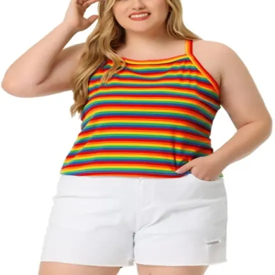 Agnes Orinda Women's Plus Size Stripe Sleeveless Stretch Camisole image {6}