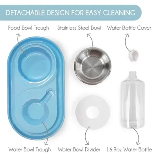 Dog & Cat Food and Water Dispenser Set, Double Dog & Cat Bowls with Steel Bowl, Pet Refillable Water Bowl image {2}