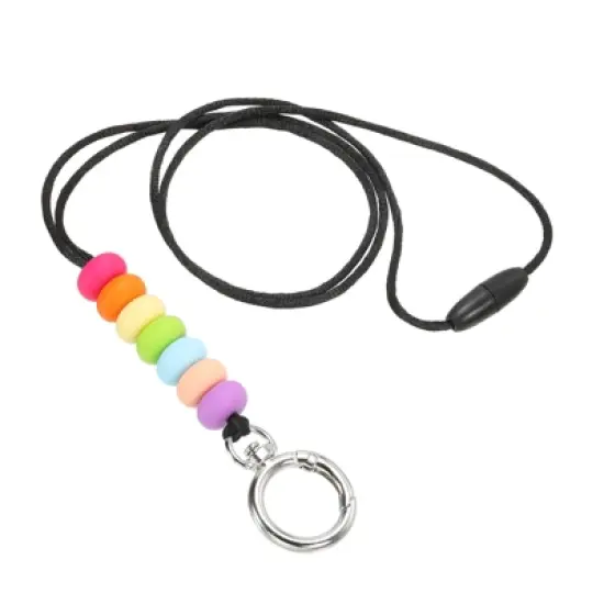 Unique Bargains Wear-resistant Lightweight ID Badge Silicone Beaded Lanyards image {5}
