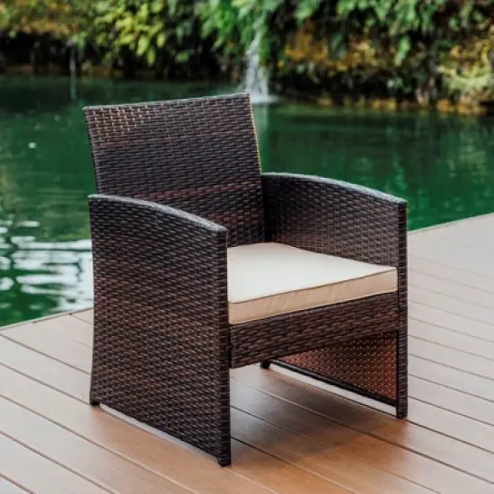 Nestl 3 Piece Patio Furniture Wicker Conversation Set image {4}