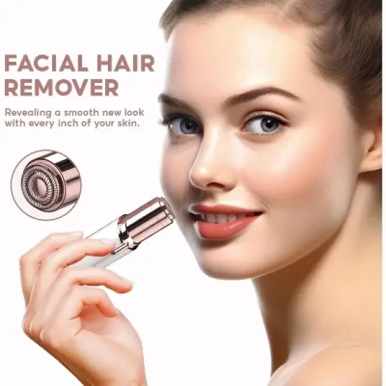 YEVYO Painless Facial Hair Removal for Women, Hair Removal Device for Face, Upper Lips and Chin, USB Rechargeable - White image {3}