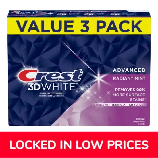 Crest 3D White Advanced Teeth Whitening Toothpaste, Radiant Mint image {1}