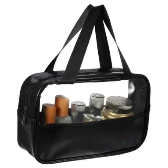 Unique Bargains Durable Transparent Patchwork Medium Makeup Bag 1 Pc image {3}