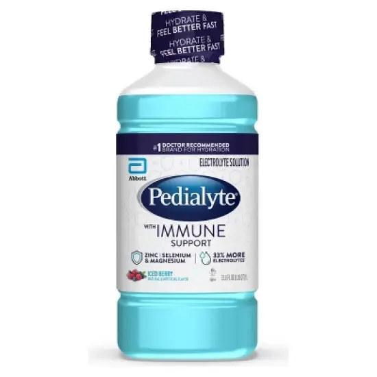 Pedialyte Immune Support Electrolyte Solution Hydration Drink - Iced Berry - 33.8 fl oz image {8}