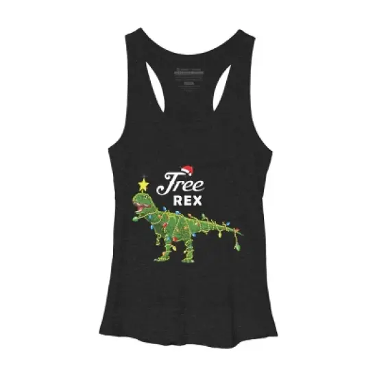 Women's Design By Humans Dinosaur Christmas Tree Rex Christmas Gift By amitsurti Racerback Tank Top image {3}