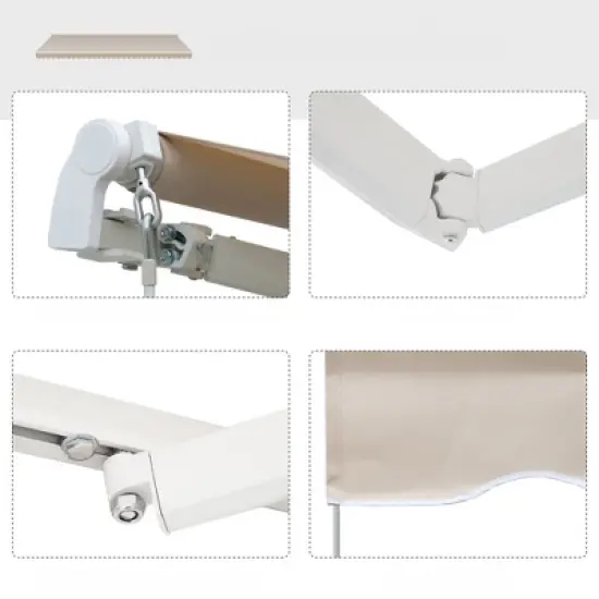 DSVIMOY Retractable Awning, 8'*7' Patio Awnings with Manual Crank Handle for Deck, Yard, Beige & White, 98.5"*78.75"*49.2" image {4}